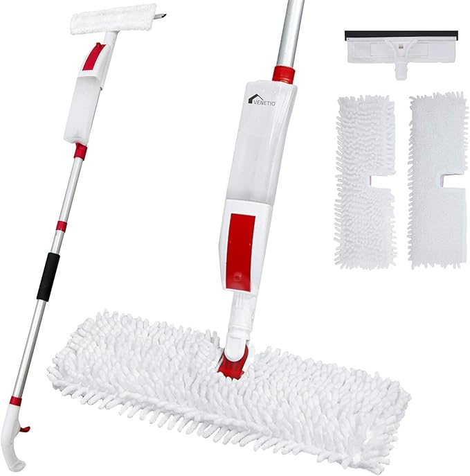 VENETIO Premium Spray Mop for Floors and Window Squeegee with Scrubber Combo 2 in 1 Kit(Pack of 1)