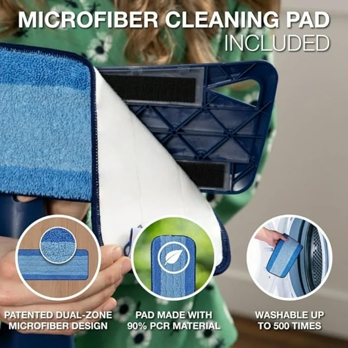 Hard Floor Mop with Microfiber Pads – All-Surface Flat Mop for Tile Hardwood &amp Laminate