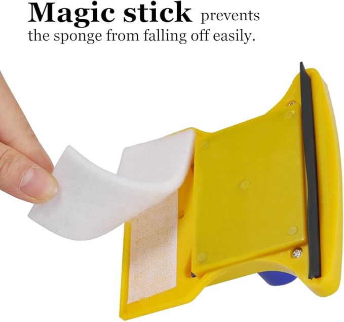 Double Side Magnetic Window Cleaner Magnet Window Cleaner Tool with 2 Cleaning Cotton for High Rise and Car Glazed Windows