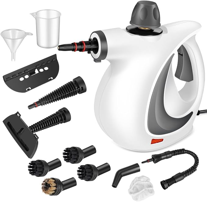 Handheld Pressurized Steam Cleaner with 12 pcs Accessories Steamer for Cleaning Steam Cleaner for Home Use Steamer for Cleaning Car Furniture Floor Upholstery Grout and Tile Deep Gray