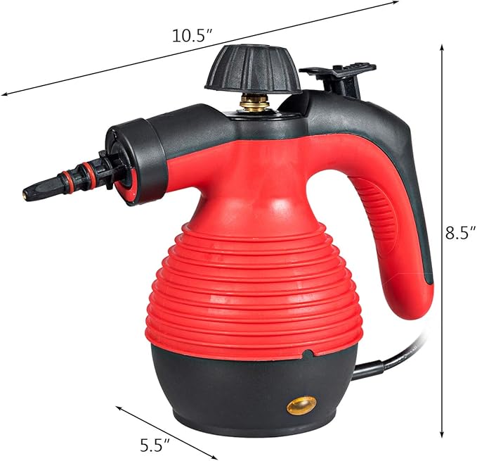 GOFLAME Steam Cleaner 1050W Handheld Multi-Purpose Powerful Steam Sanitizer Steamer Steam Iron Remove Stains/Grease from Bathroom Kitchen (Red)