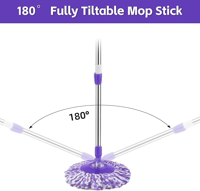 Spin Mop Replacement Handle 360 Degree Spin Mop Pole Handle Replacement Rotating Telescopic Stick for Mop Head Ideal for Home and Household Cleaning