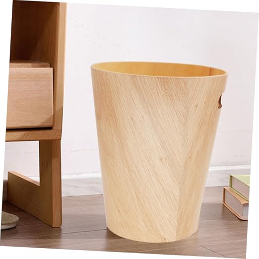 GLEAVI Japanese Style Wooden Trash Can Minimalist Home Office Wastebasket Portable Desk Garbage Bin for Bathroom Bedroom Kitchen Natural Wood Design