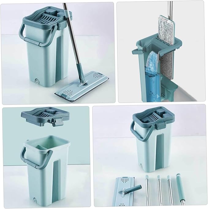 1set Microfiber Mop Bucket for Easy Cleaning Non-Hand Wash Design for Home Use Suitable for Wet and Dry Compact Storage
