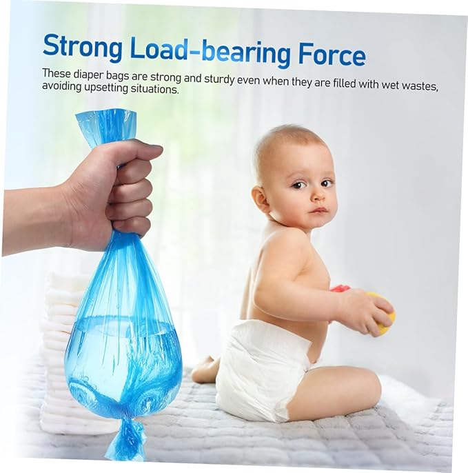 VOSAREA 5 Rolls Blue Pe Disposable Diaper Trash Bags 260mm X 7m Thickened Odor-proof Garbage Bags for Diaper Pail and Outdoor Trash Containers