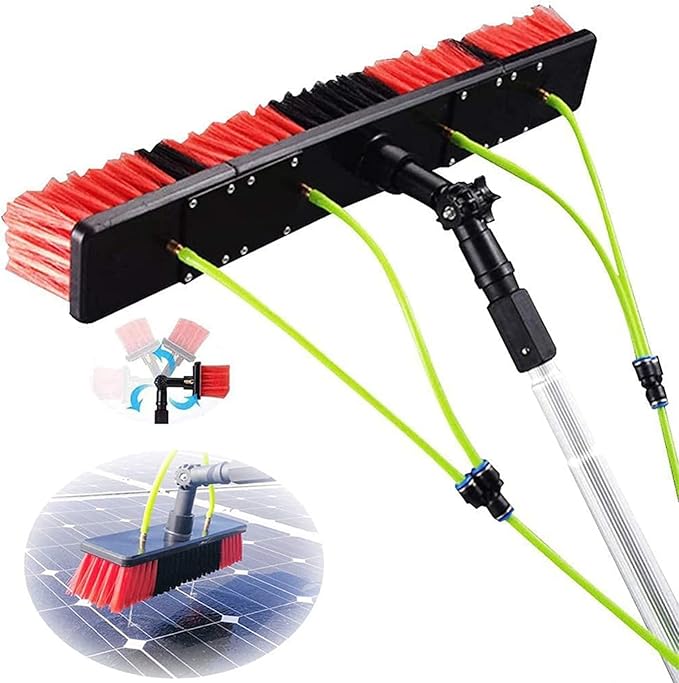 Water Fed Telescopic Window Cleaning Pole | Extendable Brush for Solar Panels Conservatory Roof &amp Photovoltaic | Efficient Window Cleaner Equipment