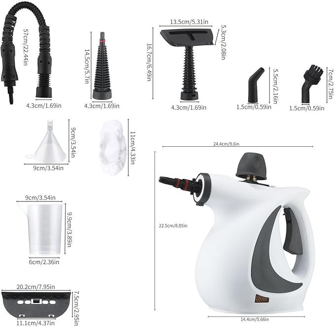 Steam CleanerPressurized Handheld with 12 Accessories Deep Cleaning SteamerMulti-Surface Portable Steamer for FloorTileKitchenBathroomUpholstery &amp Car Interior Cleaning