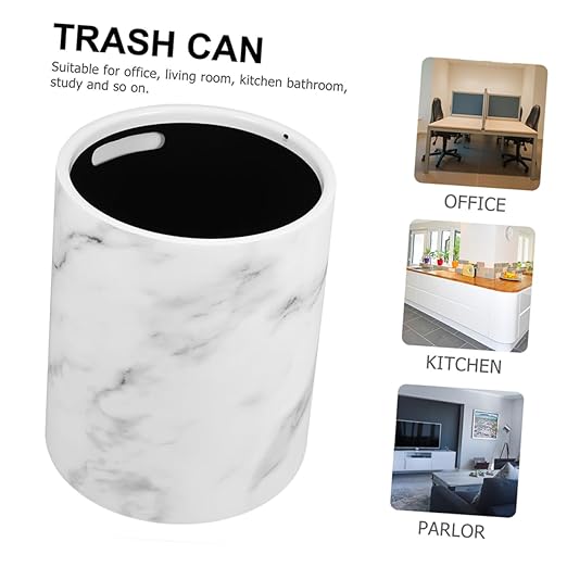Cabilock Marbled Trash Can Kitchen Bathroom Waste Basket Plastic Office Living Room Waste Bin Dorm Wastebasket