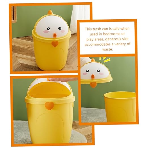 VALICLUD Cute Chick Style Small Trash Can with Lid Compact Garbage Bin for Bedroom Office Nursery Odor-Resistant Wastebasket for Tidy Home and Desk Storage