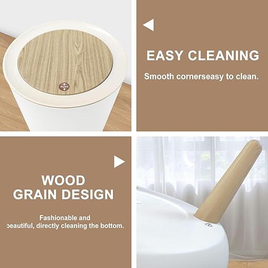 Small Trash Can with Lid Unique Geometric Seamless Pattern ethnic style Aztec textile print 1.8 Gallon/7L Garbage Can Waste Bin with Press Top Lid Wood Legs Wastebasket for Bathroom Kitchen Bedroom