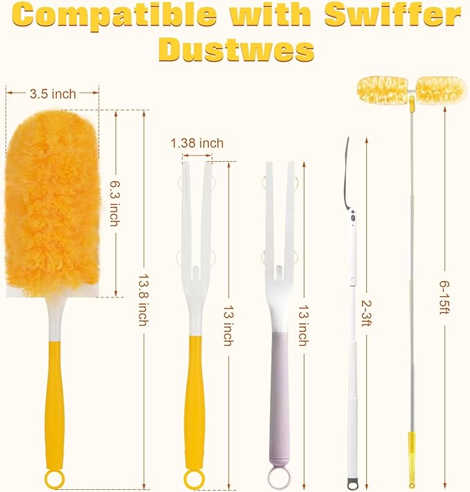 360° Heavy Duty Duster Refills for Swiffer Duster30 Pack &amp 1Handle 4X Faster Electrostatic Deep Duster Kit for Cleaning Pet Hair Blinds &amp Car VentsLasts 2+ Months Eco-Friendly &amp Gift-