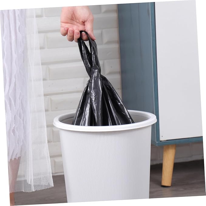 200pcs Thickened Plastic Trash Bags with Handles Black Kitchen and Bathroom Garbage Liners Garbage Bags for Bedroom Waste Disposal Leak-resistant Household Use