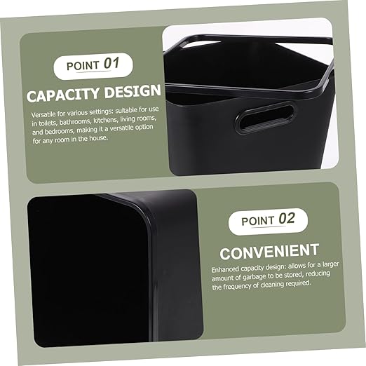 PRETYZOOM Enhanced Capacity Trash Can Kitchen Waste Basket Office Wastebasket Bin Bathroom Accessories Garbage Bin