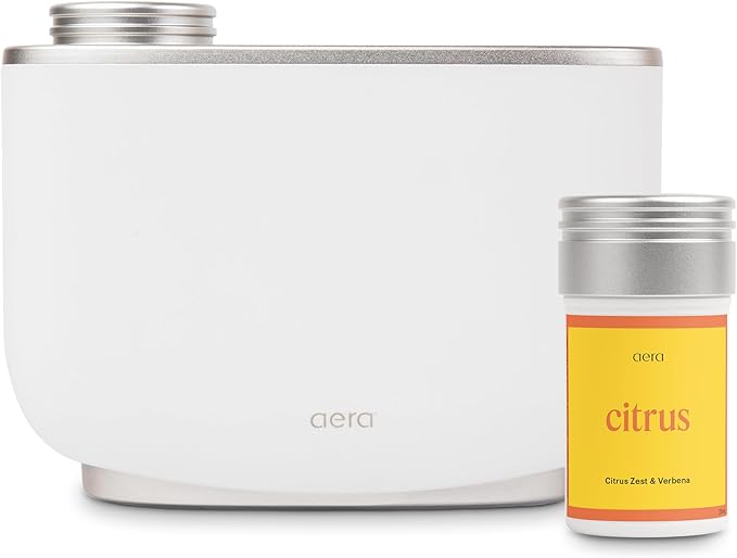 Aera Waterless Plug-in Essential Oil Diffuser for Large Rooms + Citrus Fragrance Capsule – Wi-Fi App &amp Alexa Control – Luxury Home Fragrance Scent Machine Starter Kit (Includes 1 Capsule)