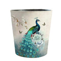 10L/2.64 Gallon PU Leather Trash Can Peacock Decorative Waterproof Wastebasket Paper Basket Garbage Bin for Home Office Bathroom Peacock Pattern
