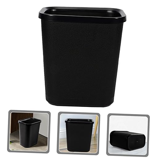 Zerodeko Thickened Plastic Trash Can for Bedroom Bathroom Office Hotel Rectangular Garbage Storage Container Wastebasket Without Lid Fire Resistant Bin for Home and Commercial Use