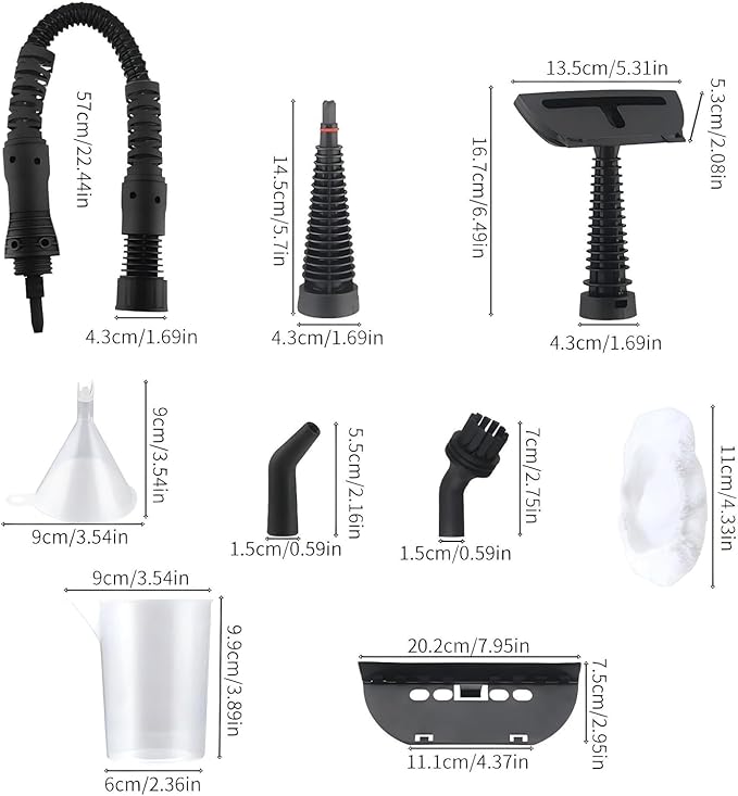 Steam Cleaner Handheld Steam Cleaner for Home Use with 8 Piece Accessories and Safety Lock for cleaning cars bathrooms showers windows dirt grease(1 Set of Steam Cleaner 12 Fiber Cloths)