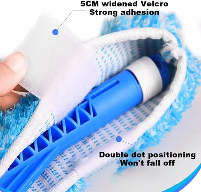 1.2-15M Aluminum Alloy High Window Glass Cleaning Pole with 35Cm Rubber Scraper and Fiber Mop Head Telescopic Long Pole Window CleanerPole Length 15m