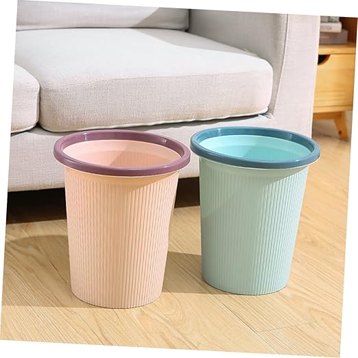Zerodeko 2pcs Medium Plastic Ring Trash Can Simple Design for Office Kitchen Cabinet Wastebasket Dustbin Garbage Container