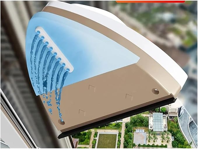 Glass Window Cleaner Brush Double-Layer Automatic Water Discharge Wiper for Home Household Cleaning Tools(Blue 3-8mm)