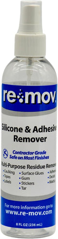 Silicone &amp Adhesive Remover – 8 oz Bottle | Heavy-Duty Cleaner for Caulk Tape Glue Stickers &amp More | Safe on Most Surfaces | Industrial-Strength Residue &amp Adhesive Remover