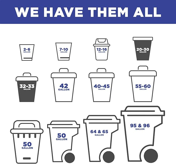 (100 Pack) 30-33 Gallon Trash Bags 1.5 Mil Heavy Duty Fits Round and Square 30-33 gal Trash Cans 33 x 39 Garbage Trash Can Liners (Clear)