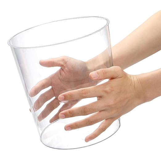 Okllen 6 Pack Clear Round Plastic Waste Baskets BPA-Free Trash Can Bin for Bathroom Kitchen Office Home 8x7.5x6.4