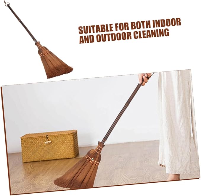 Kisangel 2pcs Boys and Girls Natural Straw Broom Set Indoor Outdoor Small Dustpan Mini Hand Broom for Toddlers Cleaning Kit
