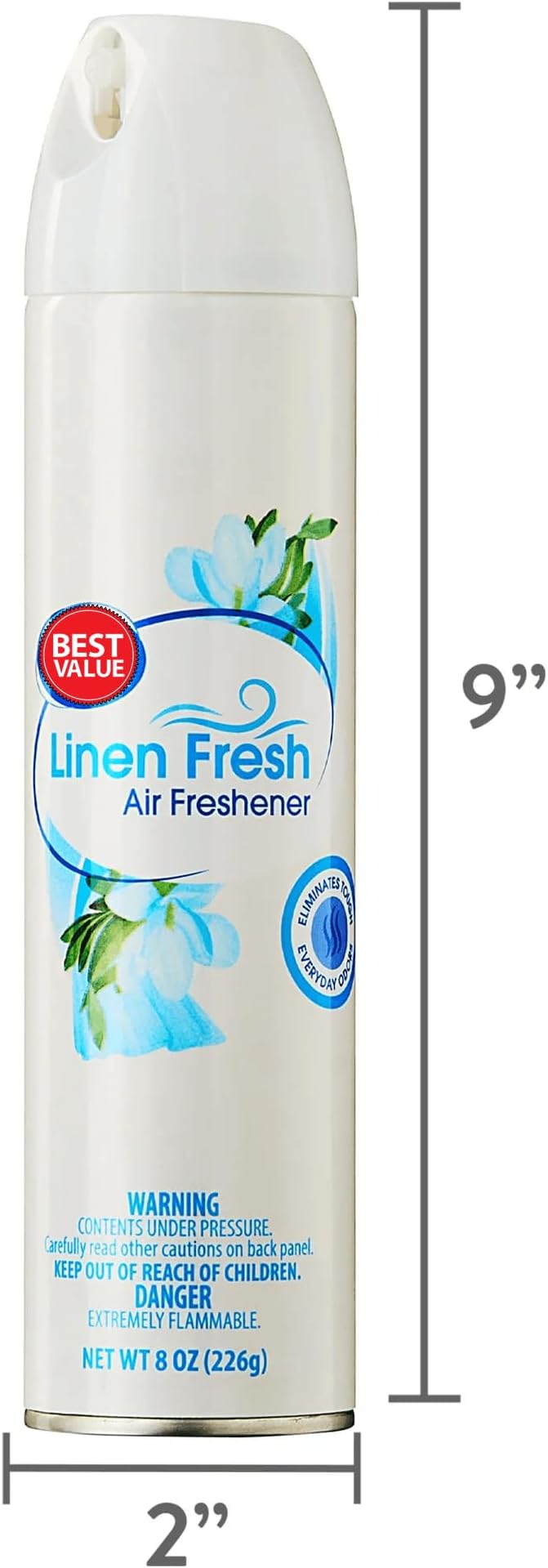 Aerosol Air Freshener Linen Fresh 8 oz– Long Lasting Room Deodorizer Spray for Home Bathroom &amp Office – Odor Eliminator Mist for Fabric Car &amp Living Spaces - (Pack of 4)