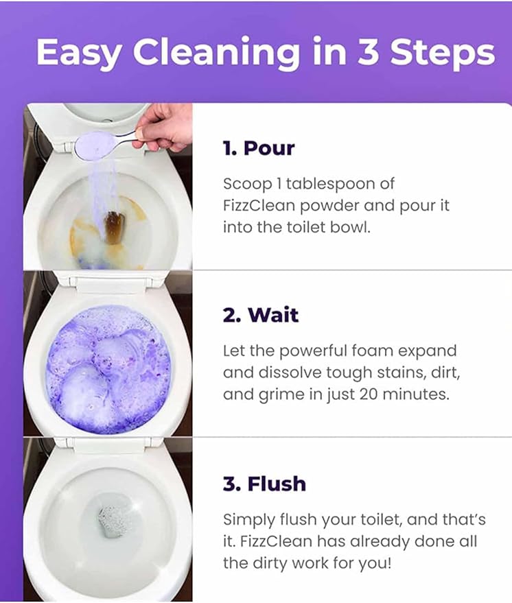 Fizclean Toilet Cleaner Fizclean Toilet Cleaning Foam FizCleaning Powder FizClean Foam Cleaner Touch Free Foaming Foaming Powder (3)