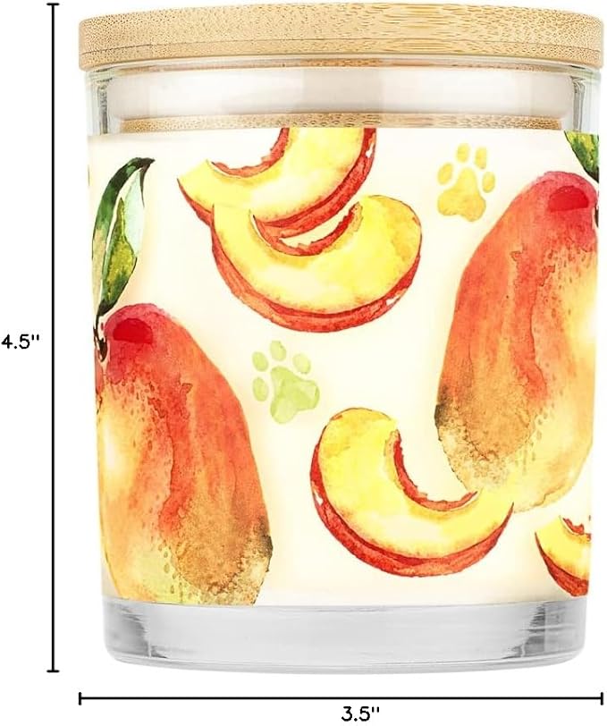 Pet House Candles Plant-Based Clean Burning Long Lasting Pet Odor Candles for Home 60 Hour Burn Time with a Natural Fiber Wick - Mango Peach 2 Pack