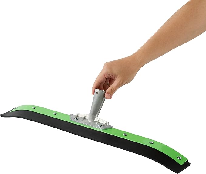 Restaurantware-SQUEEGEE ONLY: Clean Tek Professional 24 Inch Curved Floor Squeegee 1 Broom With Rubber Blade - Handle Sold Separately Heavy-Duty Green Steel Wiper Ideal For Floor Tiles