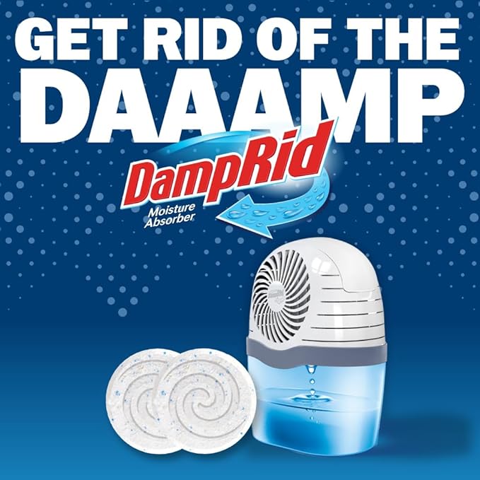 DampRid Reusable Moisture Absorber with 4 Drop-In Tablets Fragrance Free 15.8 oz. Attract and Trap Excess Moisture &amp Eliminate Musty Odors for Cleaner Fresher Air