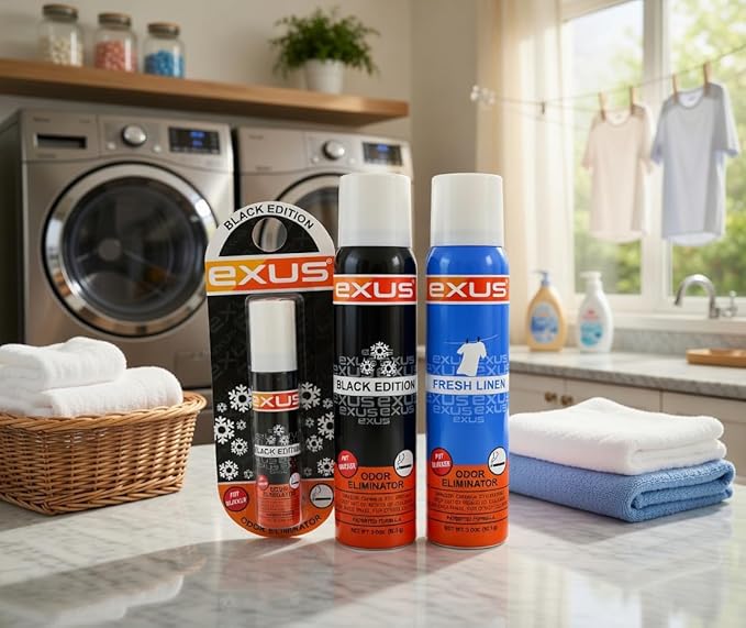 Exus Odor Eliminator &amp Air Freshener Spray For Strong Odor Use for house car bathrooms Kitchen office. Strong Air freshener can eliminate ANY SMELL -3.0 Oz. (3 Pack - 9.0 Oz.) (Black Edition)