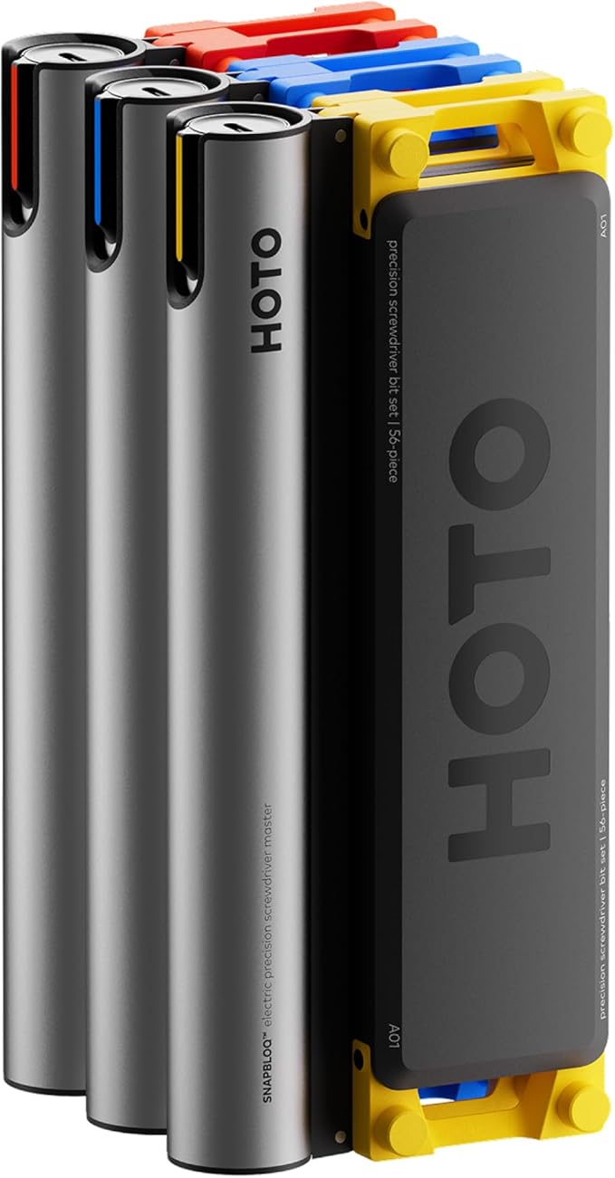 HOTO SNAPBLOQ 3-in-1 Mini Power Tool Kit – Mini Drill &amp Rotary Tool Electric Screwdriver with 114 Accessories Magnetic Modular System Ideal for 3D Printing Finishing Electronics Repair DIY Cr