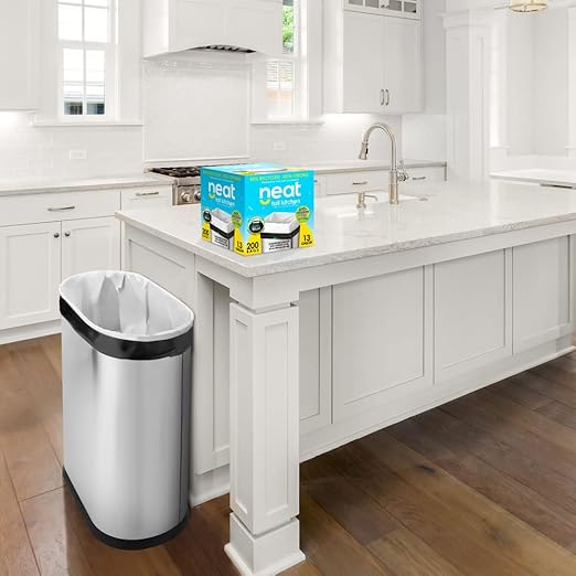Neat Tall Kitchen 13 Gallon Drawstring Trash Bags - (MEGA 200 Count) - Triple Ply Fortified Eco-Friendly 50% Recycled Material Neutralize+ Odor Technology Reversible Black and White Garbage Bags