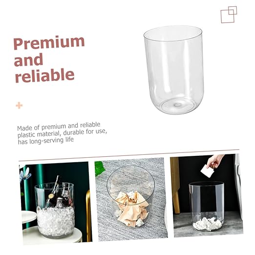 TEHAUX Large Capacity Trash Can - Simple Clear Garbage Can Plastic Waste Basket for Bedroom Living Office Bathroom Waste Container 11 * 9 inch