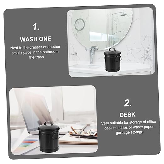 NUOBESTY Bucket Shaped Garbage Can Office Trash Bin Desktop Trash Bin Decorative Wastebasket Bedside Waste Can