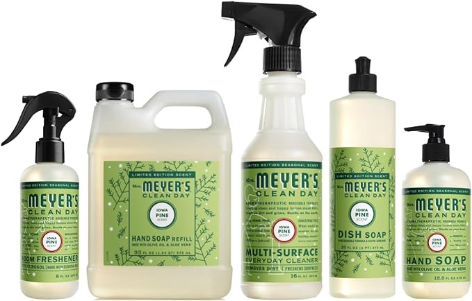 Mrs. MEYER'S Clean Day Iowa Pine Scent Variety Pack Hand Soap 12.5 OZ Dish Soap 16 OZ Multi-Surface Cleaner 16 OZ Room Freshener 8 OZ Liquid Hand Soap Refill 33 OZ 1 CT
