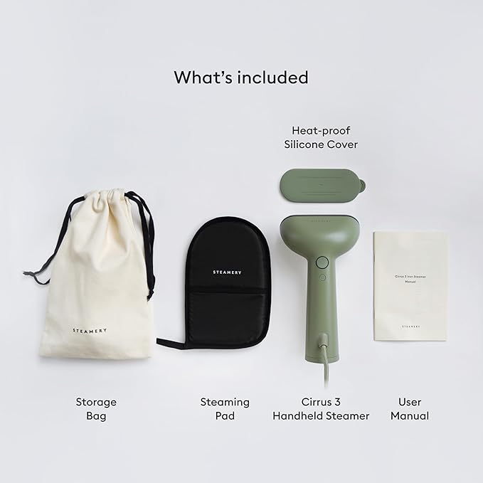 Steamery Handheld Clothes Steamer Cirrus 3 1200W US Plug Heated Ironing Plate Fast Heat Up Garment Wrinkle Remover Green