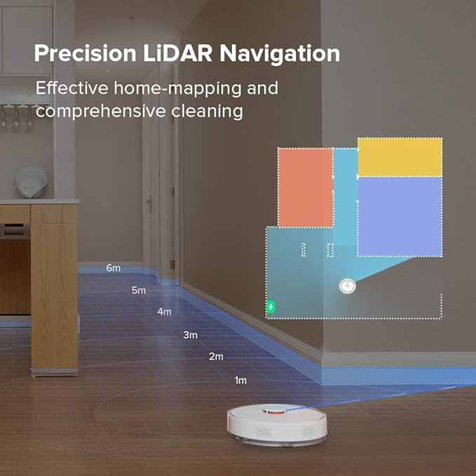 Roborock S6Pure Robot Vacuum Robotic Vacuum Cleaner and Mop with Adaptive Routing Multi-Floor Mapping Selective Room Cleaning Super Strong Suction Extra Long Battery Life Works with Alexa(White)