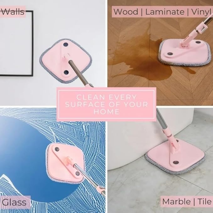 Spin Mop and Bucket Set – Rose Pink 360° Rotating Mop with Wringer for Easy Floor Cleaning