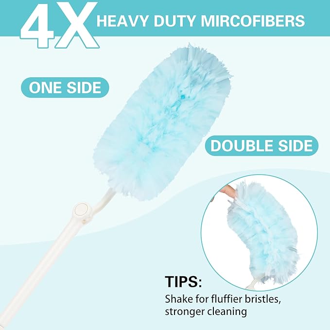 360° Duster Refills Kit for Swiffer Duster 25 Pack &amp 1 Handle Multi-Surface Dusters with 4X Microfibers. Efficient Duster Kit for Cleaning Pet Hair Home Office Blinds Furniture and More