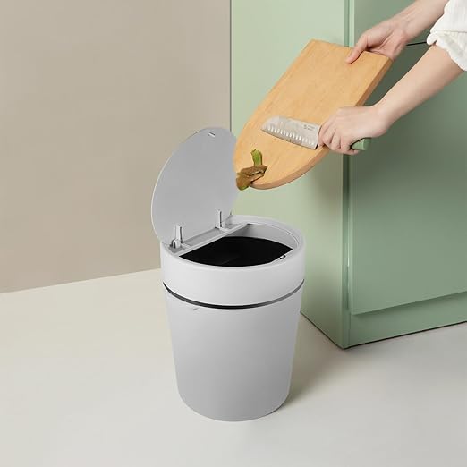 Alipis Plastic Trash Can with Press Type Lid Chic Garbage Container for Bedroom Kitchen and Bathroom Material Compact Wastebasket for Modern Aesthetic for Spaces