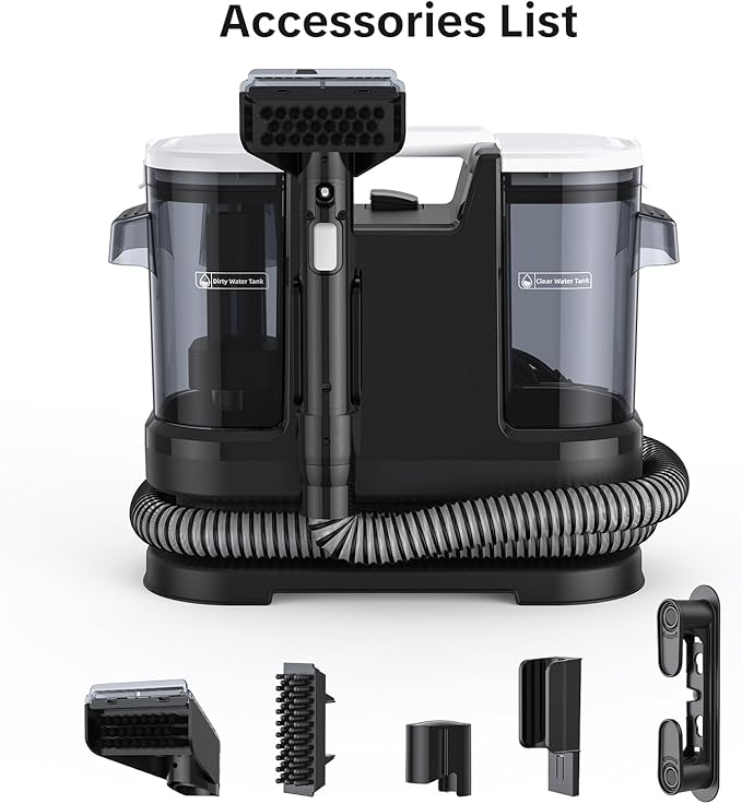 Couch Cleaner Machine 600W Motor - 20Kpa Suction Upholstery Cleaner Machine Portable Handheld Carpet Cleaner with Self-Cleaning and Long Hose for Pet Stains Couch Car Seats and Area Rugs
