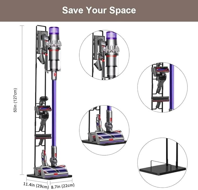 Foho Vacuum Stand Compatible for Dyson Stable Metal Storage Bracket Holder Compatible for Dyson V6 V7 V8 V10 V11 Cordless Vacuum Cleaners &amp Accessories