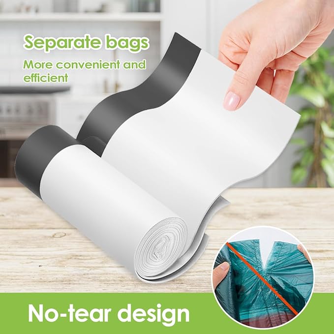 15 Gallon 120 Counts Strong Drawstring Trash Bags Garbage Bags by Teivio Bathroom Trash Can Bin Liners Plastic Bags for home office kitchen White