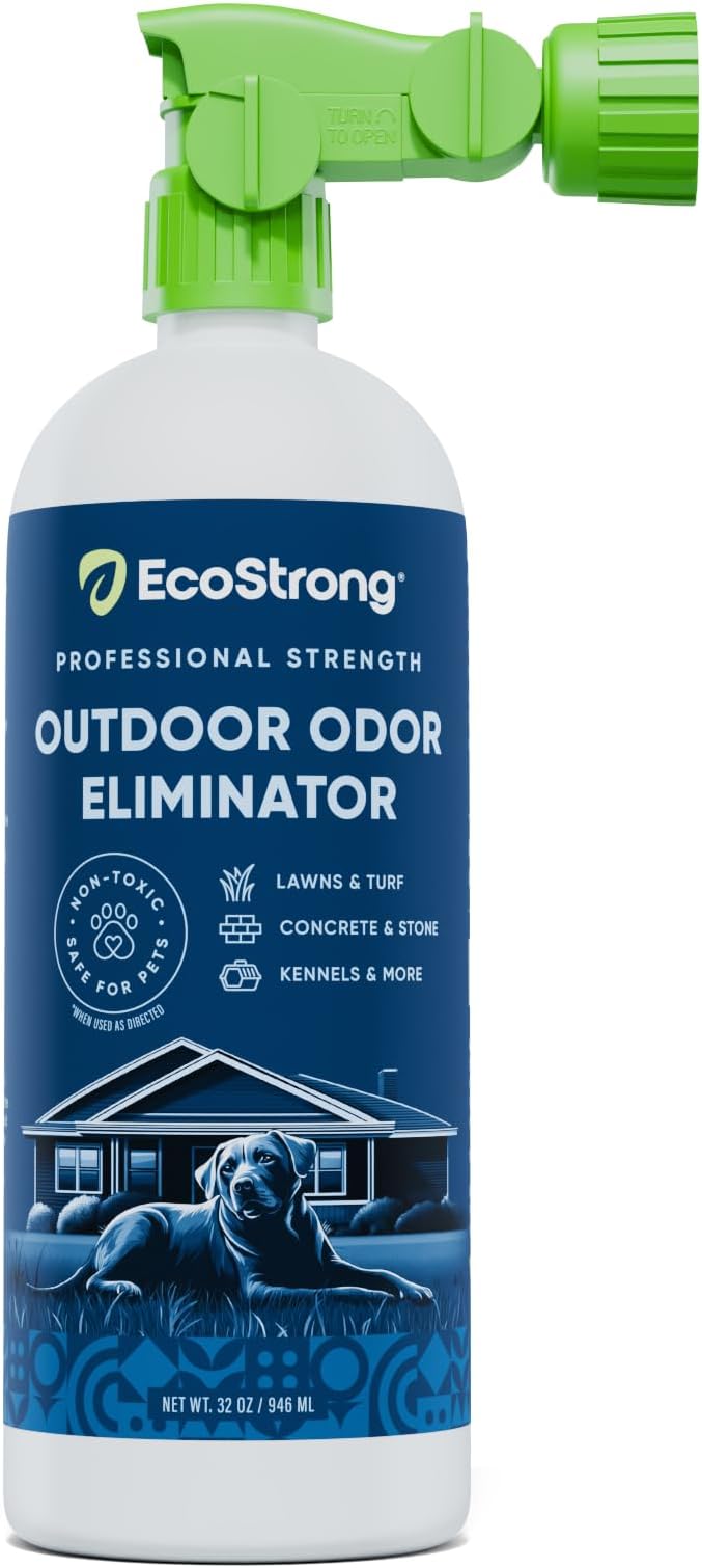 Outdoor Odor Eliminator | Outside Dog Urine Enzyme Cleaner – Powerful Pet Cat Animal Scent Deodorizer | Professional Strength for Yard Turf Kennels Patios Decks (32oz)