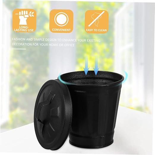 2sets Iron Garbage Can Metal Desktop Mini Wastebasket Farmhouse Style for Home Decor 2pcs*2