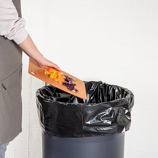 RW Clean 55 Gallon Trash Bags 100 Heavy-Duty Garbage Can Liners - Fits 55-60 Gallon Trash Cans Stretchable Black Plastic Bin Liners With Star Seal Bottom - Restaurantware